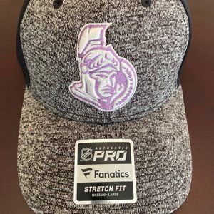 NWT Ottawa Senators Hat Fanatics Pro "Hockey Fights Cancer" Stretch Fit M/L